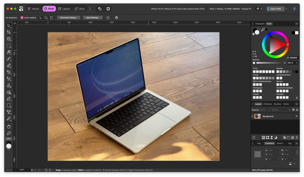 Screenshot of the Affinity app on macOS